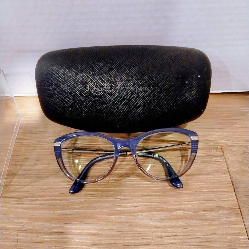 Salvatore Ferragamo Blue Cat Eyeglasses Frames SF2731 w/ Case